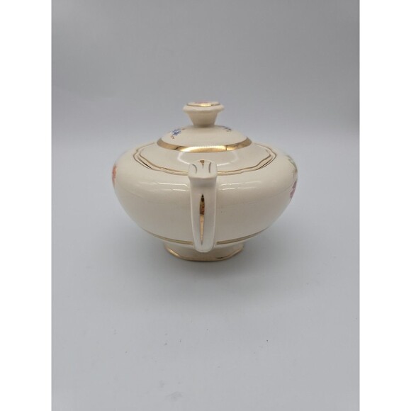 Vintage Covered Sugar Dish Summer Garden Floral Warranted 22K Gold - Picture 4 of 11